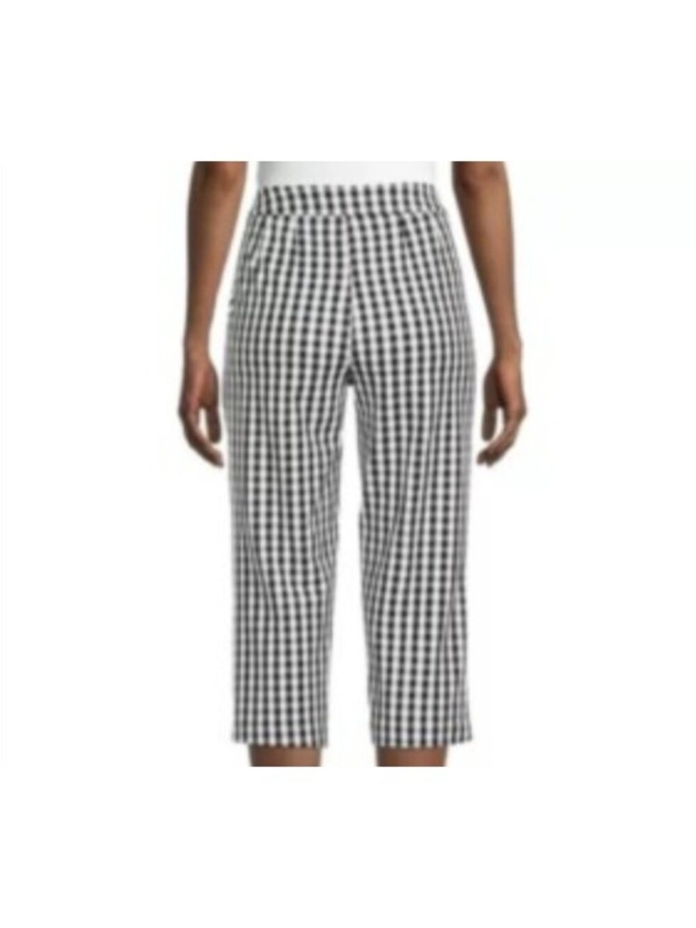 Time & Tru Capri Pants Black & White Check Gingham Plaid Size Medium 8-10